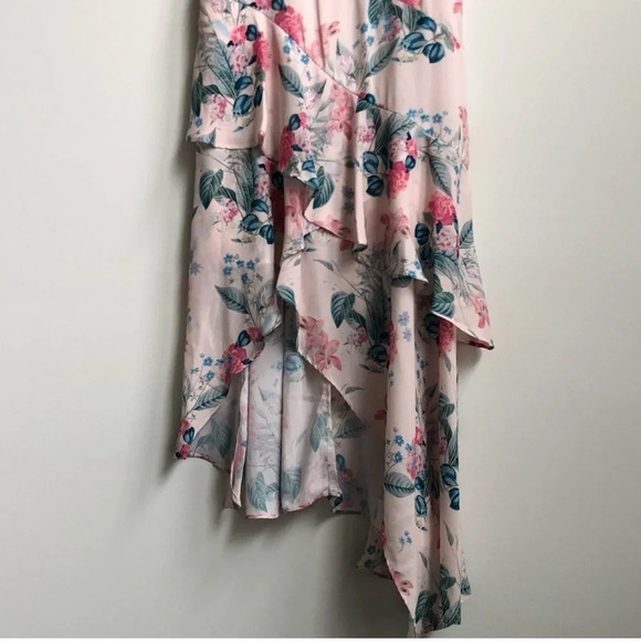 New PARKER FLORAL ASYMMETRICAL RUFFLE DRESS meadow ruffle handkerchief fairy 90s - Picture 5 of 16